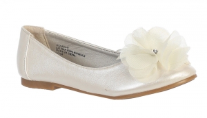 L_NANCYIV - Girls Ballet Style NANCY- Shoes with Pearl Bow Front