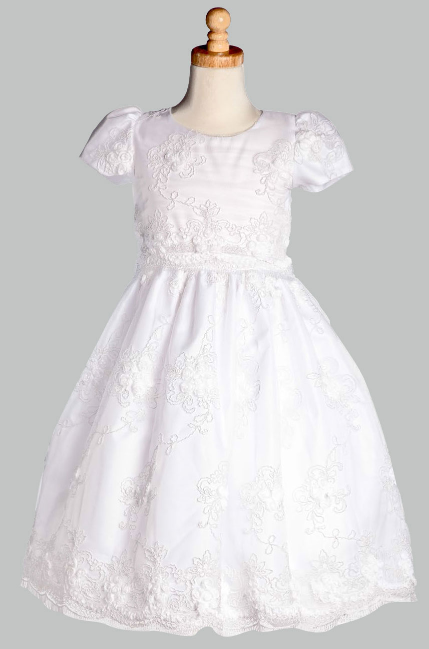 organza dress with allover floral embroidery