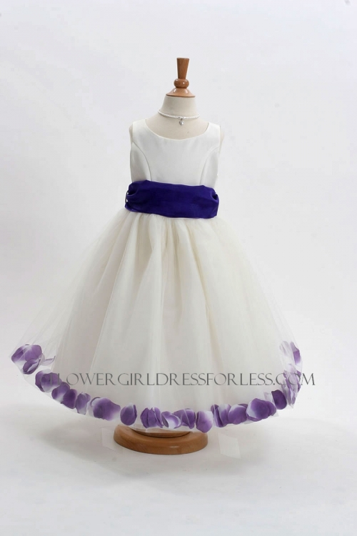 Flower girl dress with purple sash hotsell