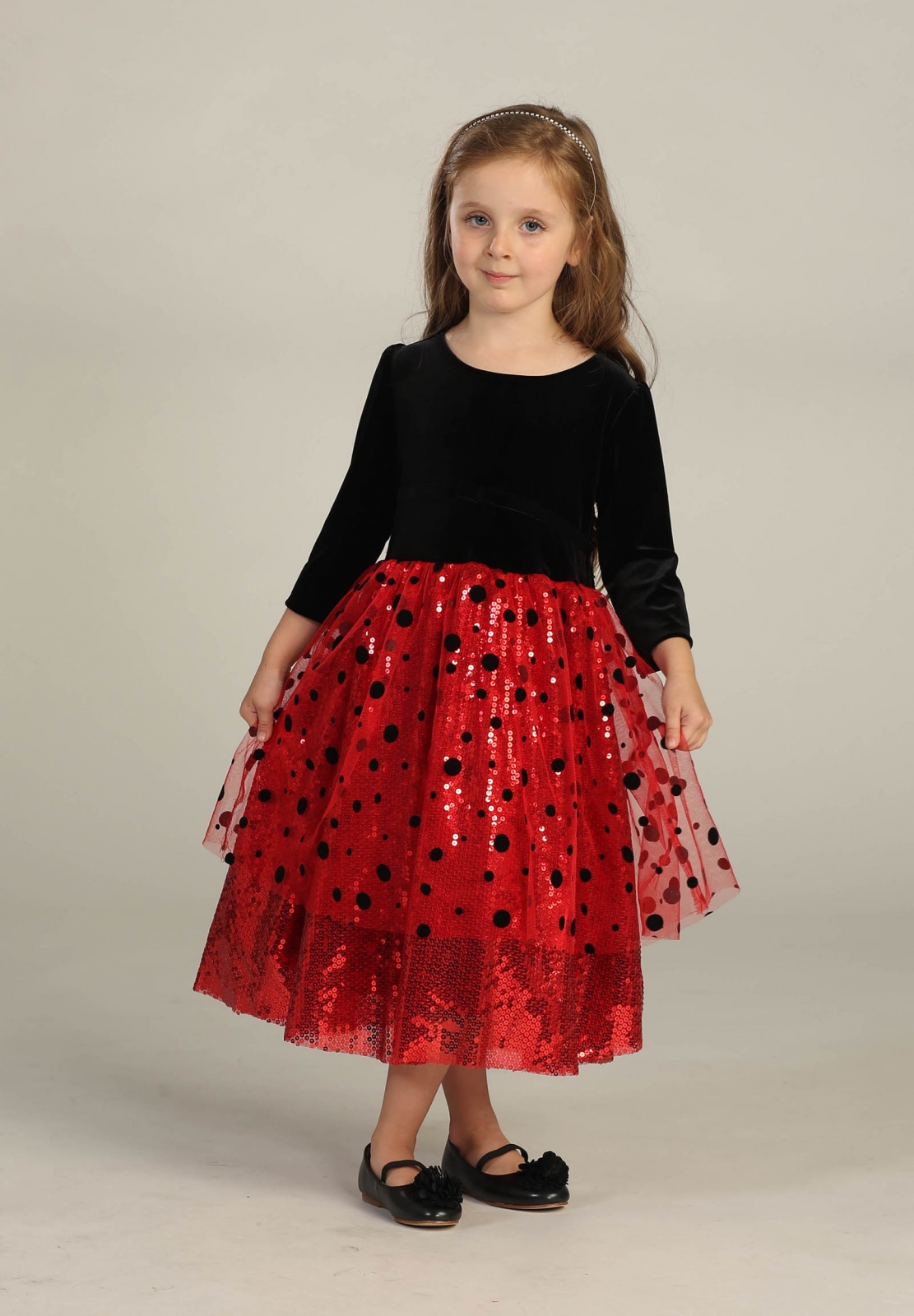 Red with fashion black polka dots