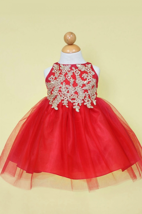 red and gold flower girl dresses