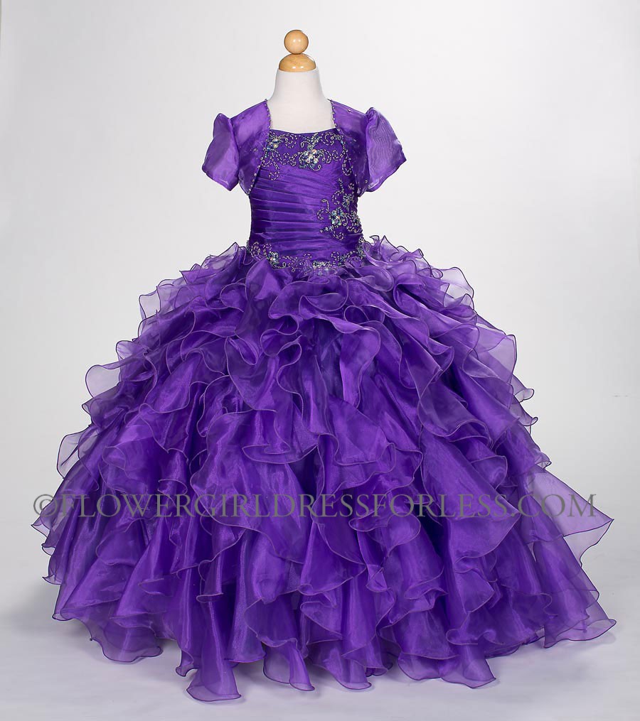 CA_SY106PUR - Girls Dress Style SY106- PURPLE Ruffled Organza Dress ...