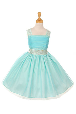 CC_1195AQ - Flower Girl Dress Style 1195 - AQUA Tulle Dress with ...