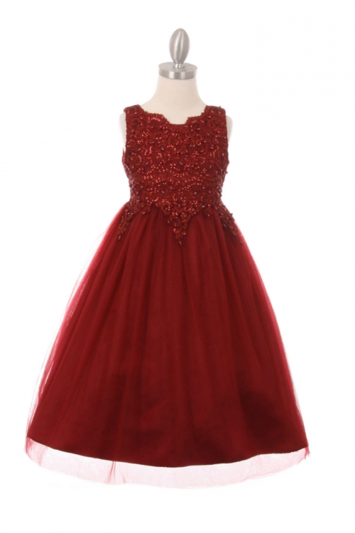 Deep red cheap flower girl dresses