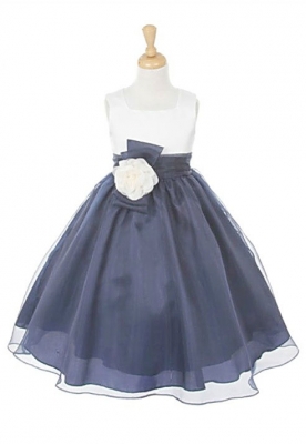 steel blue flower girl dresses