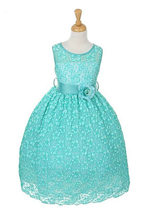 KK_2063JD - Girls Dress Style 2063- Sleeveless Lace Dress with Flower ...