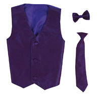 Boys Vest Style 735_740 - PURPLE- Choice of Clip-on Necktie or Bowtie