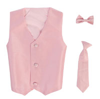 Boys Vest Style 735_740 - PINK- Choice of Clip-on Necktie or Bowtie