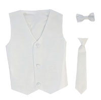 Boys Vest Style 735_740 - WHITE- Choice of Clip-on Necktie or Bowtie