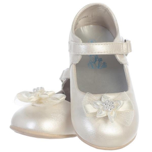 Girls Shoe Style JOYCE - IVORY Infant Mary Jane Shoes with Bow and Flower