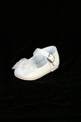 Girls Shoe Style JOYCE - WHITE Infant Mary Jane Shoes with Bow and Flower