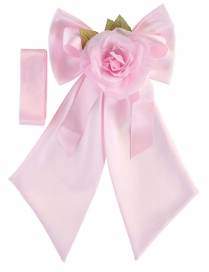 Girls Sash Style S72 - Satin Ribbon Sash with Bow and Flower in Choice of Color