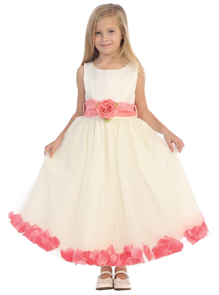 Coral flower girl on sale dress