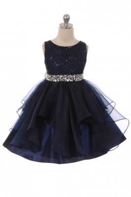 navy and blush flower girl dresses