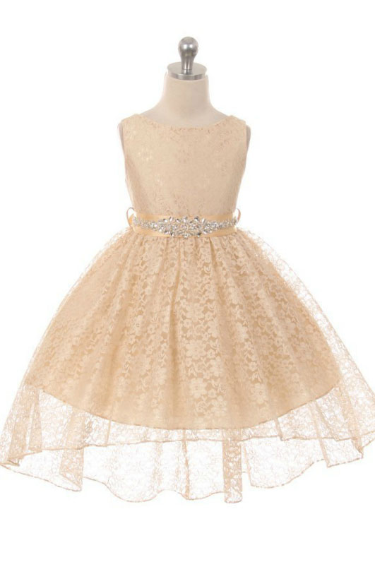 MB_360CB-CH - Girls Dress Style 360CB - CHAMPAGNE High-Low Lace Dress ...