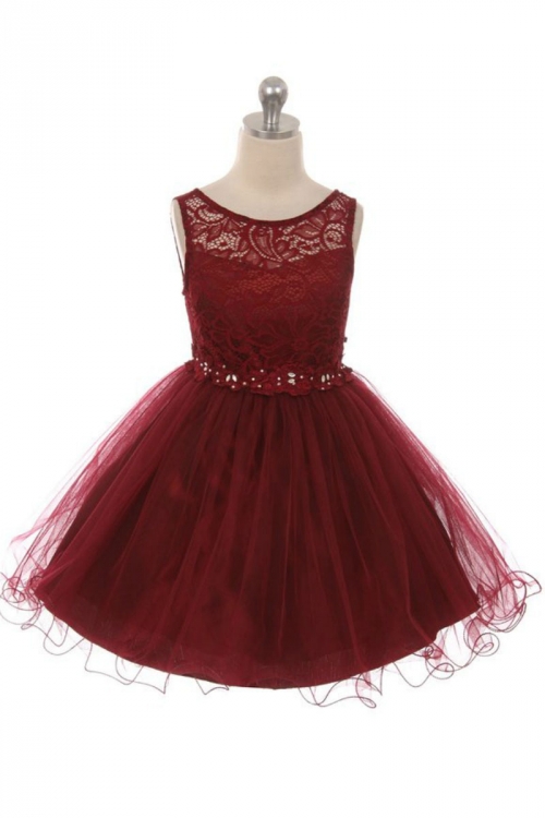 girls burgundy lace dress