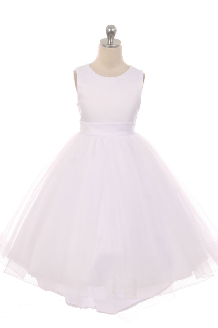 RK_1038W - Girls Dress Style 1038 - Sleeveless Satin and Tulle High-Low ...