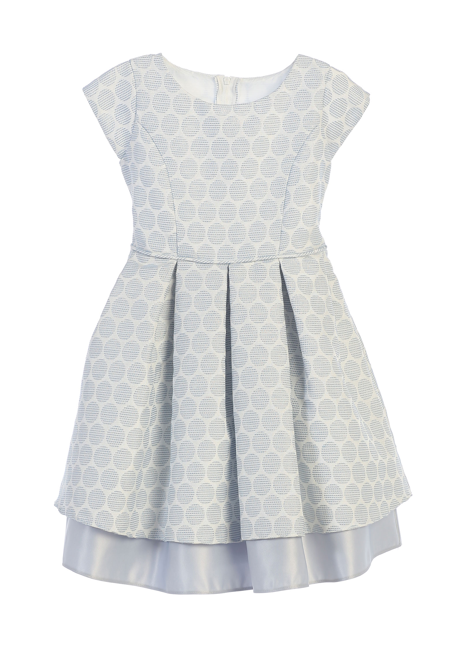 SK_673BLU - Girls Dress Style 673 - Blue Cap Sleeve Polka Dot Pleated ...