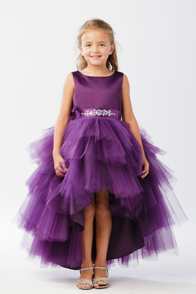 TT_5658LL - Girls Dress Style 5658 - Satin and Tulle High Low Dress In ...