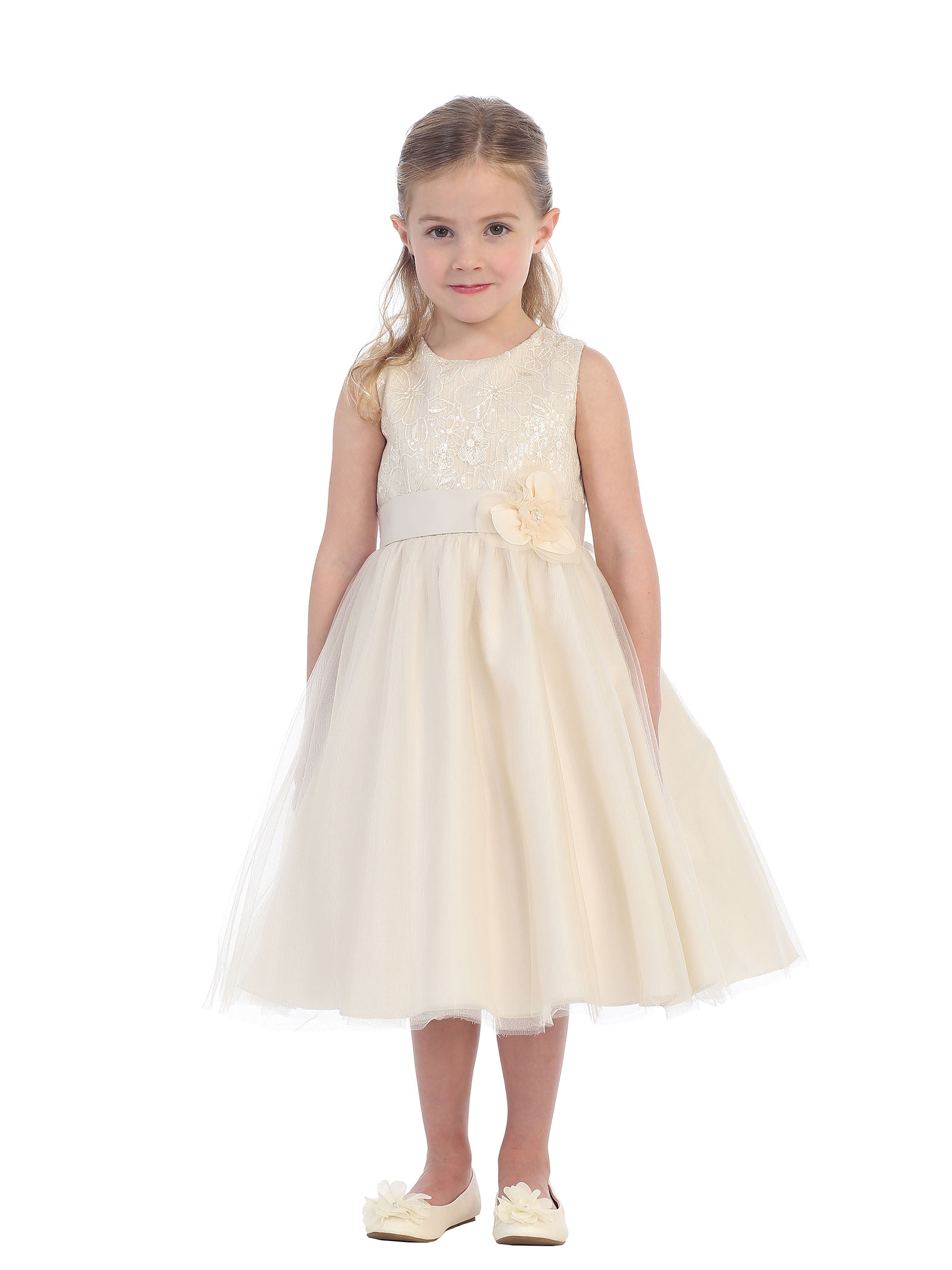 TT_5685CH - Girls Dress Style 5685- Sleeveless Sequin and Lace Dress In ...