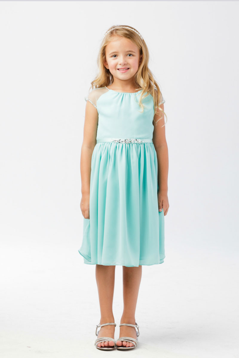 TT_5733AQ - Girls Dress Style 5733 - AQUA- Capped Sleeve Crepe Dress ...