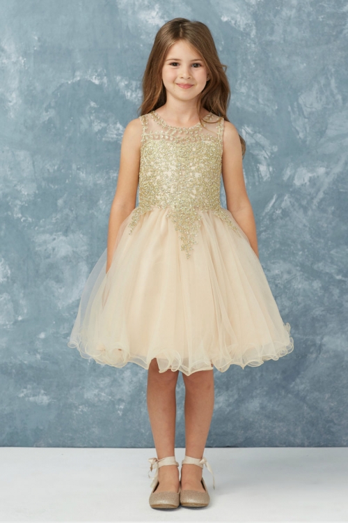 Gold toddler flower girl dress online