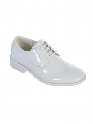 Boys Shoe Style S107-108- Little Boys and Big Boys Shiny Shoes In White