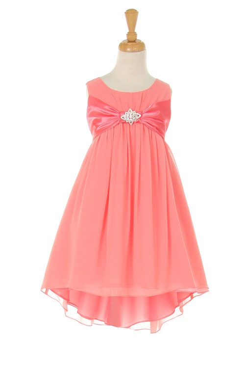 KK_2055CO - Girls Dress Style 2055 - CORAL- Chiffon Dress with ...