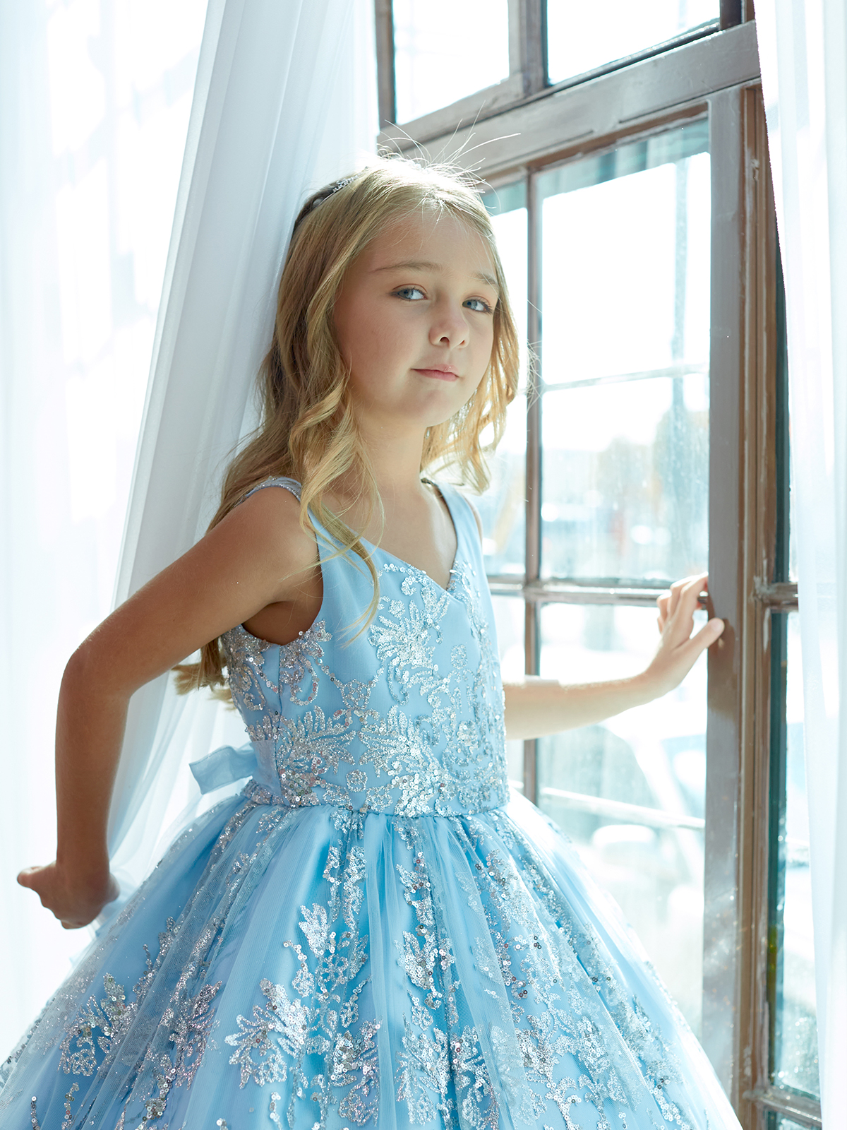 Baby Blue Western Flower Girl Dresses