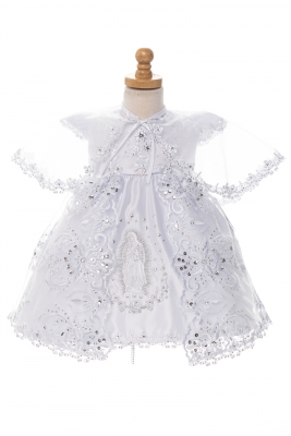 Baptism and Christening Gown with Virgin Mary Embroidery