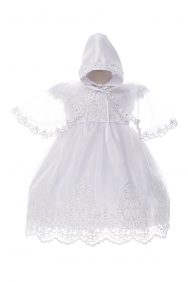 Lace Cap Sleeve Baptism and Christening Gown