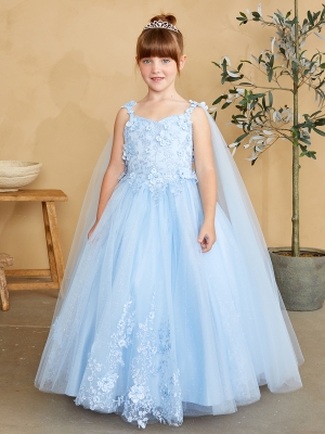 Sky Blue Short Length Flower Girl Dress 5825SB – Sparkly Gowns