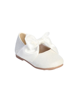 White Glitter Shoe with Satin Bow