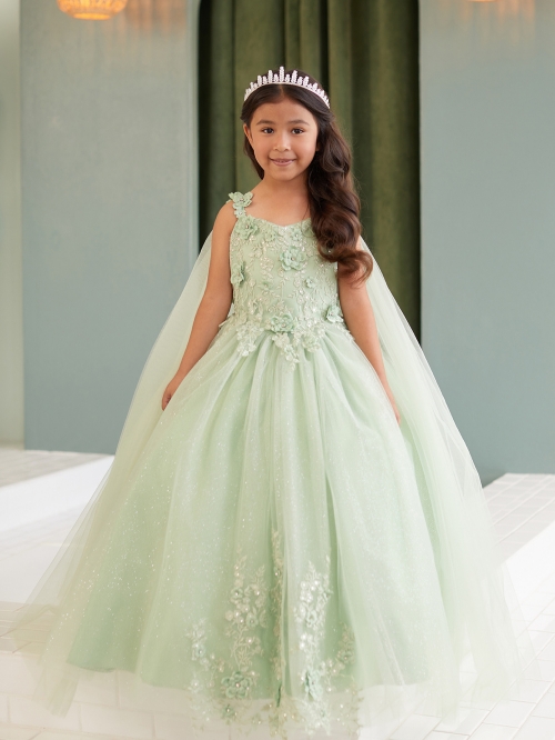 Flower girl dress with removable butterfly top cape