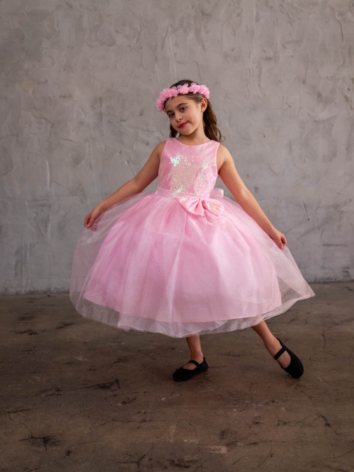 CA D832 PK Pink Dress with Sequin Bodice and Tulle Skirt Sizes 2 Toddler 4 Toddler Flower Girl Dresses Flower Girl Dress For Less