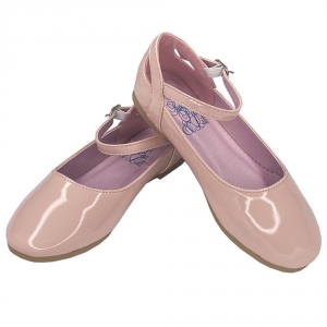 Patent Pink Flats with Ankle Strap - Style ELSA
