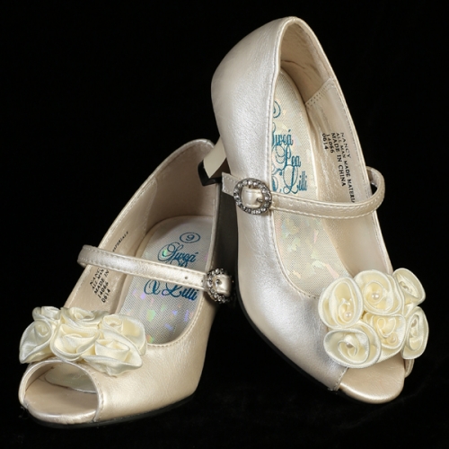 White fashion satin flower girl shoes