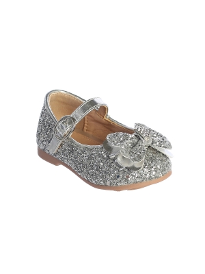 Girls Shoe Style S173 - SILVER-  Girls Infant and Toddler Shoe with Rhinestone Accents