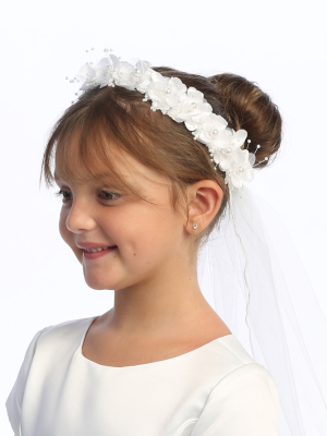 Girls Floral Headwreath with Veil Style T-4