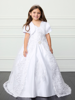 Enchanted Maria Embroidered Communion Dress with Split Skirt & Bolero