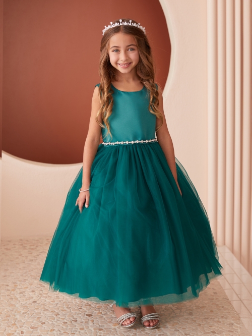 TT 5872 EM Emerald Dress with Satin Bodice and Tulle Skirt Sizes 7 16 Flower Girl Dresses Flower Girl Dress For Less