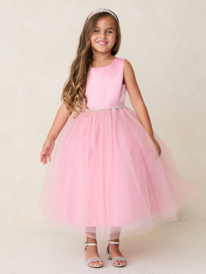 Dusty Rose Satin and Glitter Tulle Dress