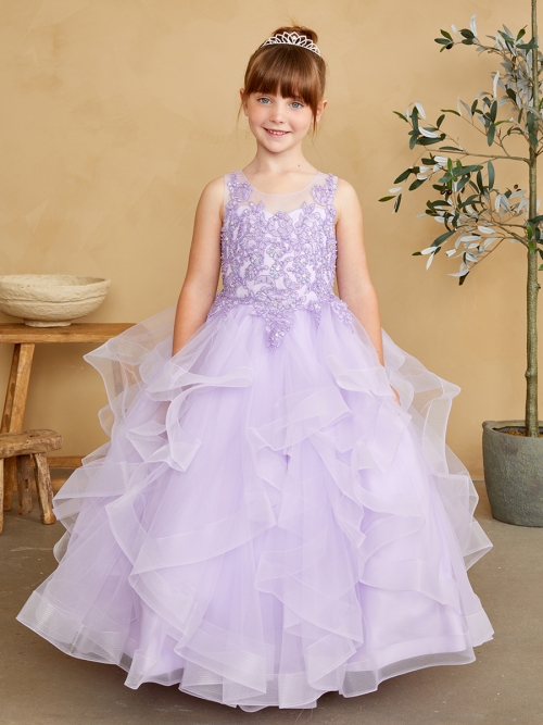 Flower girl dress with horsehair trim best sale