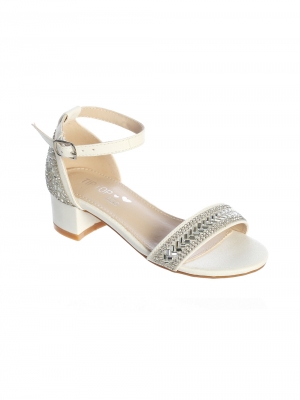 White Rhinestone Heeled Glittered Sandal - Style S175