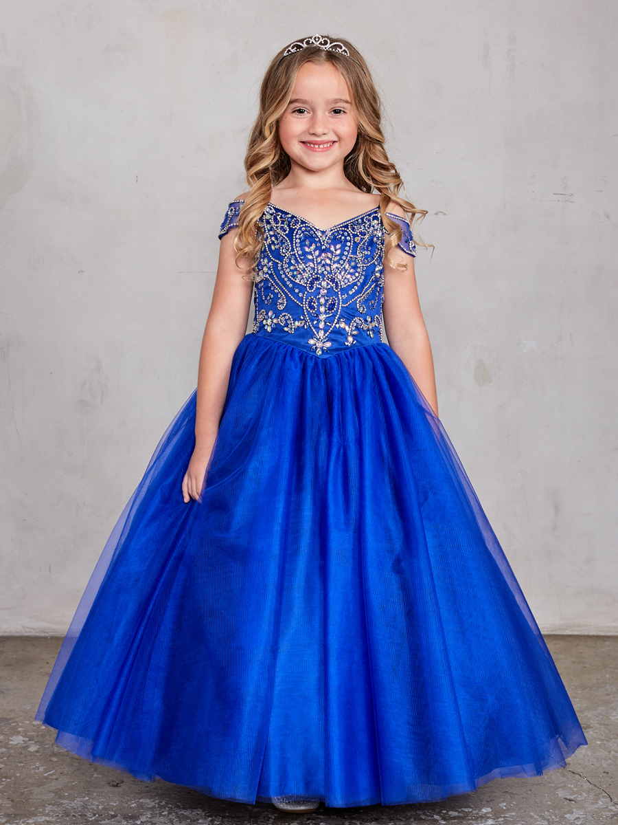 Royal blue little shop girl pageant dress