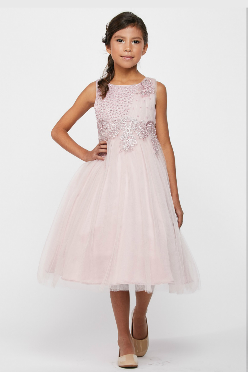 CC_5009DR - Girls Dress Style 5009 - Dusty Rose Sleeveless Sequin and ...