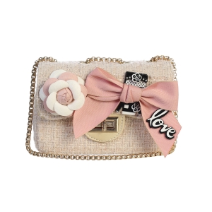 Nude/Pink Tweed Purse with a bow
