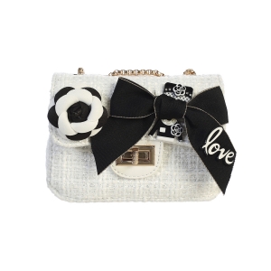 White Tweed Purse with a bow