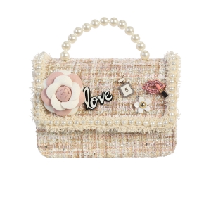 Nude Purse with Pearl Handle