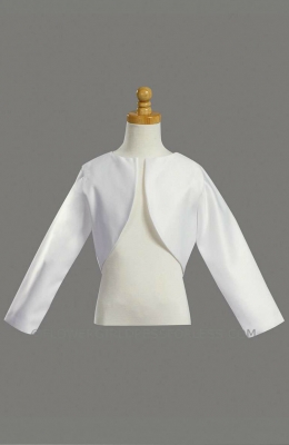 Girls Long Sleeved Satin Bolero Style 1103- WHITE